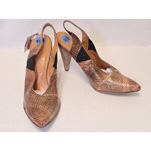 NEW Latitude Femme 37 EU/6.5 US Brown Leather Slingback 4"  Heels Made In Italy